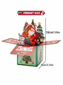 1/2pcs Merry Christmas 3D Greeting Cards, 3D Holiday Gift Cards, Santa Claus Cards, Suitable For Christmas Party Decoration - Christmas Pop-up Card - View 2