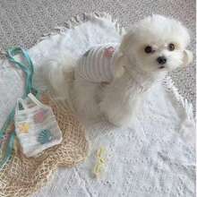 Camiseta de tirantes finos con diseño calado de verano, bordado de concha, transpirable, ropa para mascotas Teddy Bichon perro gato para perros pequeños y extra pequeños - Blanco - Ver 6