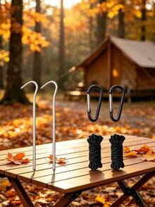 6PCS Set.12PCS Set Camping Tent Accessories Kit, Includes Tent Stakes, Wind Ropes And D-Shaped Buckles, Suitable For Outdoor Camping - Multicolor - View 6