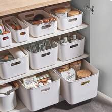 1 Peça Caixa de Armazenamento de Mesa, Organizador de Dormitório de Estudante, Cesta de Armazenamento Doméstico, Organizador de Cosméticos, Caixa de Armazenamento de Lanches - Branco - Visão 6