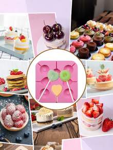Multifunctional 8-Cavity Heart Lollipop Silicone Mold, Silicone, Heat-Resistant, Oven And Freezer , Suitable For Homemade Hard Candy, Chocolate Bars, Aromatherapy Lollipop Wax, Valentine's Day, Wedding Favors, DIY Desserts, Aromatherapy Lollipop Wax - Multicolor - View 7