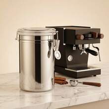 1pc Stainless Steel Airtight Coffee Canister With Clear Lid, Coffee Bean, Ground Coffee, Tea, Sugar & Dry Food Storage Container For Kitchen Pantry Countertop - View 5