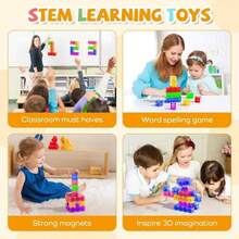 50/75/100pcs Macaron Color Magnetic Building Blocks, Magnetic Cube STEM Construction Toy, DIY Stacking Educational Toy Set, Montessori Fine Motor Skill Training Gift For Children And Toddlers - Multicolor - View 5