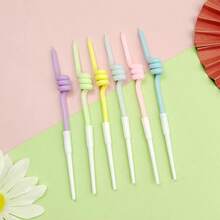 HIBIRTH 6pcs Creative Candy Color Thumb Up Rotating Candles, Happy Birthday Cake Decoration Candles, Party Celebration Wishing Baking Plug-In - View 9