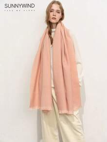 1pc Women's Solid Color Polyester Commuter Fashion Versatile Scarf For Daily Use - Pink - View 4