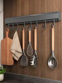 Kitchen Utensil Rail,No Drill Kitchen Hanging Rack,Wall Mount Utensil Holder,Sliding Hook Cookware Rack,Self Adhesive Kitchen Storage Bar,Kitchen Spatula Pot Lid Organizer,Punch-Free Kitchen Rail,Stainless Steel Kitchen Wall Rack - Multicolor - View 11