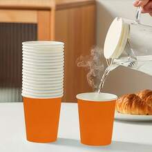 9oz Orange Paper Cups With White Rim - Reusable, Hand Wash Only, Perfect For Parties, Halloween, Birthdays, BBQs, Picnics, Weddings - Ideal For Hot And Cold Drinks, Coffee, Tea, Party Cups - View 4