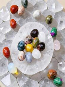 Natural Polished Gemstone Egg/Large Polished Mineral Egg, Relieve Anxiety, Balance Chakras, Easter Decoration, Holiday Gift (Random Color) - Multicolor - View 9