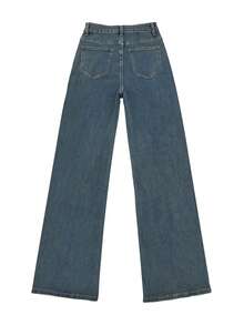 Plus Size Women's Casual Versatile Daily Travel Denim Jeans With Pockets And Buttons - Medium Wash - View 5