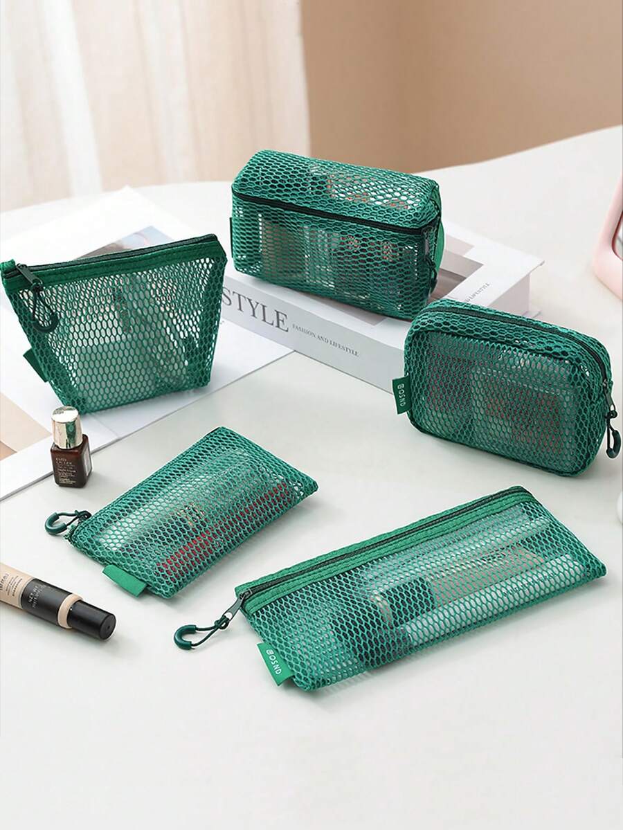1pc/5pcs Tas Kosmetik Jaring untuk Perjalanan, Kantong Penyimpanan Kosmetik & Lipstik Portabel, Tas Pengatur Kabel Data - MultiWarna - View 1