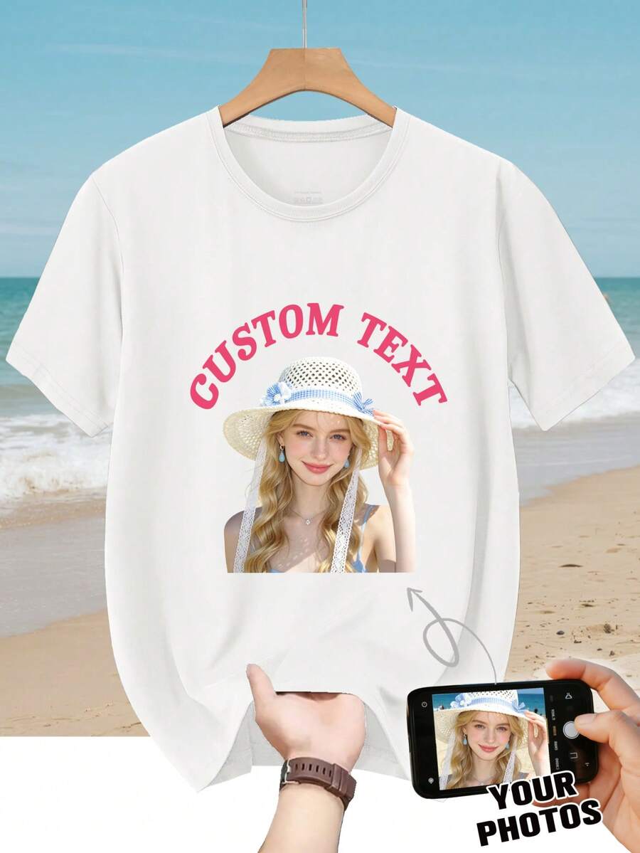 Customizable Neutral T-Shirt - Personalized Design Summer - White - View 1