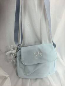 Niche Design Fashion Solid Color Mini Square Crossbody Bag For Women, Versatile Textured Shoulder Bag For Outing, Shopping And Commuting - Baby Blue - View 6