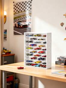 1pc Wall-Mounted Model Car Storage Organizer Box, Desktop Toy Car Garage (White), Suitable For Newborn Essentials And Children's Room - Multicolor - View 5