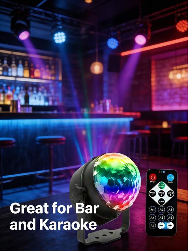 RGB diskobollslampa – USB-driven projektionslampa med fjärrkontroll, LED-ljus för hem och rum, dansfest, karaoke och bröllopsdekoration, stämningsljus
