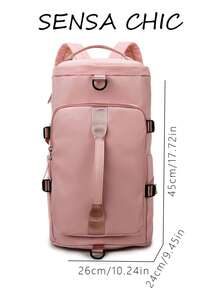 Mochila de Gimnasio Deportiva Ligera Rosa, Diseño de Doble Transporte con Asa Superior y Anillos en D Desmontables para Bandolera, Ideal para Escapadas de Fin de Semana - Rosa - Ver 3