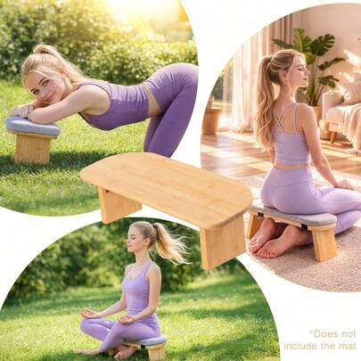 Shoze Folding Bamboo Meditation Bench, Portable Lightweight Kneeling Zen Stool For Yoga, Travel & Camping