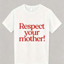 100% Cotton Printed Casual T-Shirt, 'Respect Your Mother' T-Shirt, 'Mother Earth' T-Shirt, Estéti T-Shirts, Summer Top For Women, Summer T-Shirt, Blou - White 1 - View 1