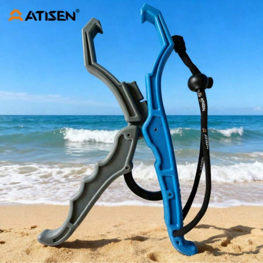 Fish Control Gripper, Non-Damaging Lure Fish Control Pliers, Plastic Floating Fish Clip, Fish Grabber, Fish Retriever, Fishing Tackle - Square-head Grey-blue Fish Trap - View 1