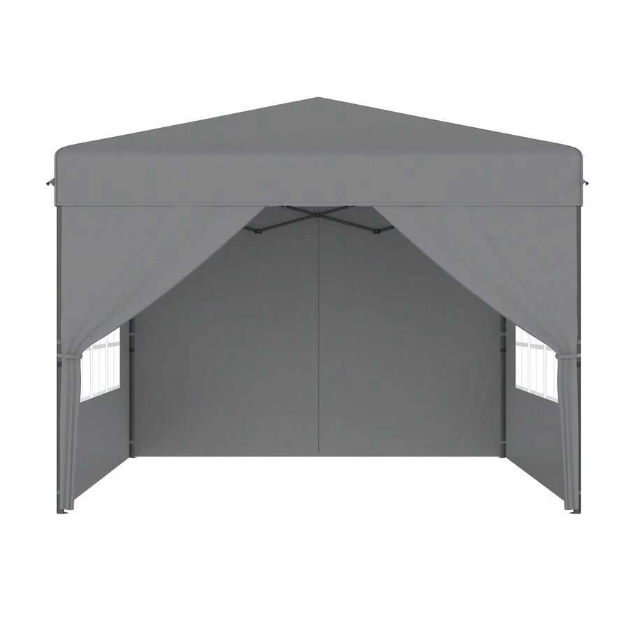 Pop up Pavillon UPF 50+ Wasserdicht 3-stufig Höhenverstellbar Faltbar Gartenpavillon mit Seitenwänden für Garten Terrasse Party Camping - Hellgrau - Übersicht 1