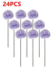 1/4/8/16/24/150件 人造菊花球、蒲公英、繡球花混色花束，適合作為送給朋友、新娘的禮物，婚禮花束，也適用於居家、辦公室、咖啡廳派對、婚禮裝飾 - 淺紫色 - 查看 10