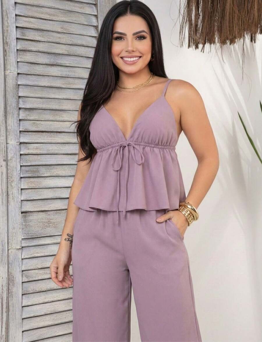 Women Two-Piece Outfits - 紫丁香 - 查看 1