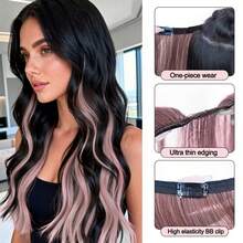 1pc Wavy Synthetic Hair Extension With Clips, Suitable For Adding Colorful Highlights, Anti-Frizz Design, Perfect For Summer Street Style, Halloween Eye-Catching Accessory - Multicolor - View 3