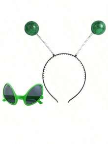 1pc Halloween Alien Costume Set, Includes Headpiece And Glasses, Alien Mars Antenna Headpiece Set, Suitable For Men's Space Theme Party Outfit - View 12