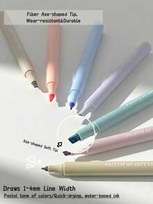Soft Tip Glow Highlighters, Soft LightPens, Axe-Shaped Soft Tip Ideal For Highlighting, Note Marking, Journal Decoration, Casual Doodling, Daily Study, Office Work And Handmade DIY Creation - Multiple Styles - View 5