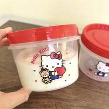 SANRIO Cute KT Cartoon Print 500ml PP5 Storage Jar With Red Screw Lid, Airtight Leakproof Fresh-Keeping Food Container, Reusable Box For Fruit Snack Meal Prep Kitchen Office, Ideal Gift For Cartoon Fans(Sticker DIY) - Multicolor - View 4
