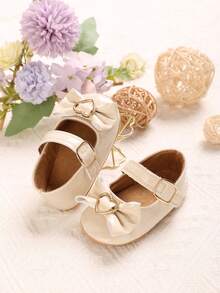 Cute Bow Decor PU Soft Rubber Sole Anti-Slip Infant Walking Shoes - Apricot - View 3