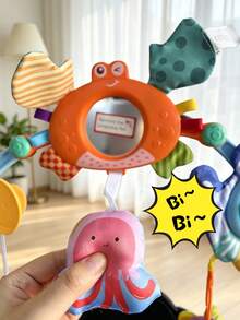1pc Adjustable Multi-Function Baby Stroller Hanging Arch Toy For Boys And Girls, Includes Colorful Beads Rattle, Crinkle Paper, Squeaker, Flapping Wings Bee And Pull String Rotating Windmill, Sensory Toy For Newborn Baby Gift - Multicolor - View 5