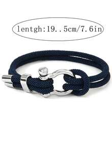 1 Piece Of Men's Nautical Braided Rope Bracelet, Horseshoe Buckle Lock Design, Suitable For Daily Wear, Beach Vacation Wear, Gift For Boyfriend - Horseshoe Buckle Bracelet - View 8
