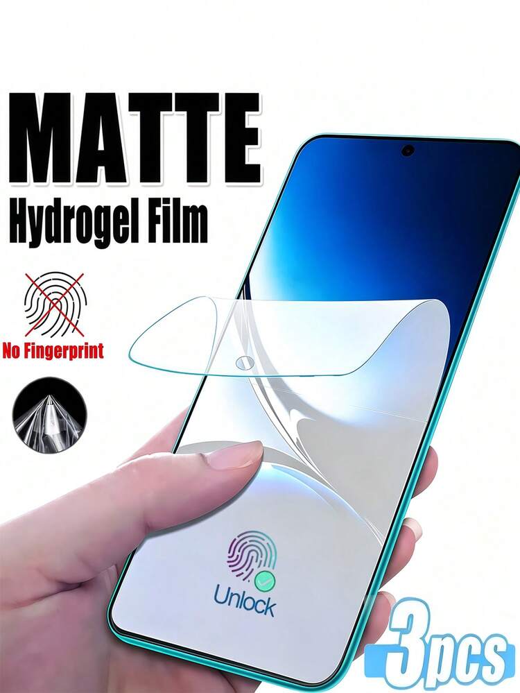 3Pcs Matte Hydrogel Film Explosion Proof Scratch Resistant Mobile Screen Protection Film Fingerprint-Resistant Compatible With Samsung Galaxy S26 S25 S24 S23 S22 A57 A56 A07 A16/Compatible With Xiaomi 14T 17T 15T Poco M7 Note 13 14 15C 15 Pro Pro+/Honor 90 600 400 Full Coverage Scratch Automatic Repair Protective Film Soft Film Non Glass Support Fingerprint Recognition - Clear - View 1