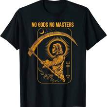 No Gods No Masters Satanic Evil Baphomet Tarot Death Satan T-Shirt - Shape - View 1