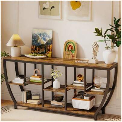 Simple Wisdom Credenza recibidor, recibidor con estantes Mesa de Consola, Mesa Consola rústica, Mueble para Entrada de casa, mesas Decorativa detrás del sofá, Adecuado para salón, recibidor, recibidor
