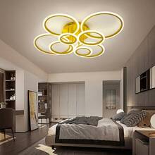 1pc Ceiling Light, Fashionable High-End Large Size High Brightness 8-Ring Metal Acrylic Ceiling Light, Suitable For Living Room, Dining Room, Bedroom And Other Scenes - Multicolor - View 10