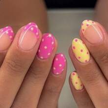 24pcs Short Oval Polka Dot False Nails Set, Make Your Fingertips Shine, Perfect For Parties, Balls And Daily Life - Multicolor - View 4