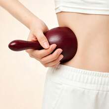 1pc Burgundy Wooden Swiss Cup Manual Massager, Wood Massage Handheld Body Relaxation Tool - View 7