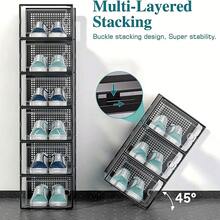 6/12/24pcs Transparent Shoe Storage Boxes, Stackable Shoe Boxes, Flip-Top Shoe Storage Containers (Adults, Women/Men), Rectangular, Organized Storage, Easy To Assemble, Dust-Proof, Foldable And Stackable, Sturdy And Durable, Space-Saving, Suitable For Entryway, Hallway, Closet, Living Room, Bedroom, Office, Dorm, Under Bed, Boot & Shoe Boxes, Summer, Graduation Season, Moving - View 4