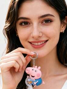 علاقة مفاتيح بتصميم كرتوني Peppa Pig الأبعاد من الأكريليك المسطح، George The Pig يحمل حوض سمك، معدنية مقاومة للخدش والتآكل والصدأ، لتعليق مفاتيح السيارة والحقيبة الظهرية وحقيبة السفر، قطعة ديكورية معلقة لطيفة وناعمة للمقتنيات - أنماط متعددة - مشاهدة 6