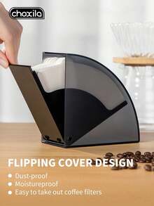 choxila 1pc Coffee Filter Holder Storage Box, Coffee Filter Paper Container With Dustproof Flipping Cover, Filter Paper Dispenser Rack For Coffee Shop/Home/Office, Capacity Of 150pcs Cone Coffee Filters - Filter Paper Box - View 3