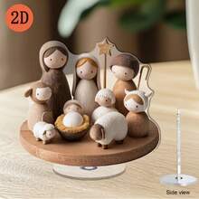 1/2件裝 壓克力卡通聖家旋轉裝飾品，360°旋轉底座，適用於居家、派對，優雅桌面中心裝飾，萬聖節、聖誕節裝飾，2D - 旋轉擺件 - 查看 2