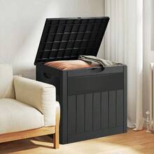 126L Outdoor Storage Box For Balcony & Small Garden –  Material, Fade-Resistant & All-Weather Design | Secure Lock Included | Compact 55.5*43*53cm Size | Black Finish | Comes With 1 Pair Of Protective Gloves - Black - View 3