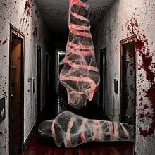 5pcs Realistic Zombie Decor, 60 Inch Inflatable Corpse Model With Hanging Device, Includes 1 Humanoid Doll, 1 Shroud, 1 Tape And 1 Pack Of Spider Web, Suitable For Halloween Party, Holiday Decoration, Crime Scene - PVC Horror Prop - Horror Hanging Corpse - View 10
