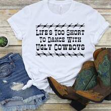 Cowgirl T-Shirt: Life Is Too Short, Western T-Shirt - 白色 - 查看 2