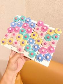10/20/30/40pcs Random Macaron Transparent Flower Hair Ties, Sweet Cute Versatile Hair Accessories For Girls School Daily Hairstyles - Multicolor - View 7