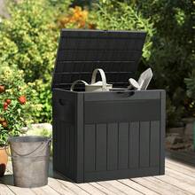 126L Outdoor Storage Box For Balcony & Small Garden –  Material, Fade-Resistant & All-Weather Design | Secure Lock Included | Compact 55.5*43*53cm Size | Black Finish | Comes With 1 Pair Of Protective Gloves - Black - View 2