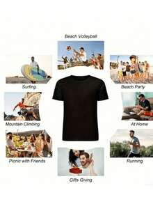 T-shirt da donna a vestibilità regolare in cotone 180GSM, girocollo basic, top casual quotidiano. T-shirt casual da donna 100% cotone a maniche corte, modello Mallorca 2026, con st - nero - Visualizzare 5