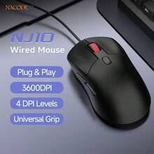 AJAZZ NJ10 Wired Mouse, Symmetrical Design, 3D Scroll Wheel, 6-Level Adjustable DPI 3600, Office Mouse/Gaming Mouse - View 11