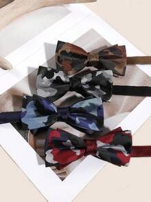 Men's Camouflage Jacquard Pre-Tied Bow Tie, Adjustable Tie, Suitable For Wedding, Party, Daily Suit Wear - Multicolor - View 1